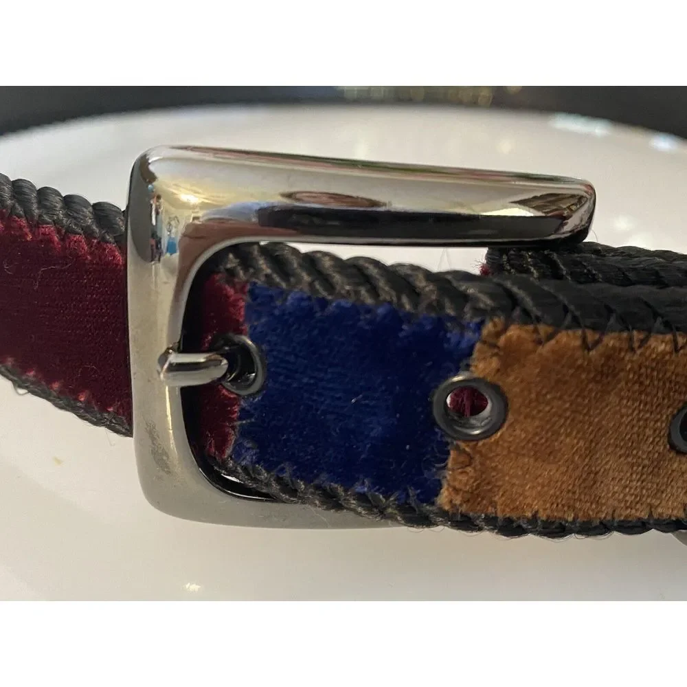 Vintage 1980s Elite Women's Tapestry Velvet Color Block Belt Size Medium 29
